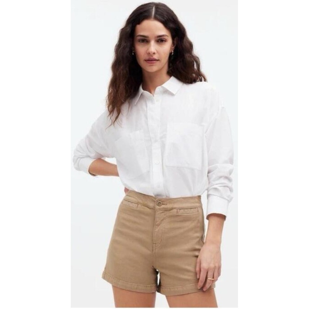 Madewell High Rise Chino Shorts Khaki Tan Size 25 Cotton Utility Summer NWOT $78
